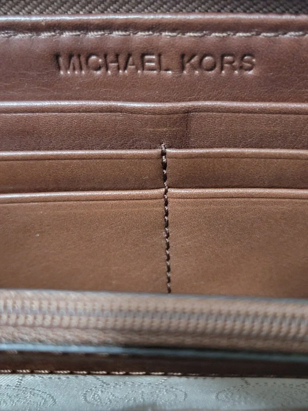Michael Kors Jet Set Monogram Jacquard Zip Around Continental Wallet Beige Brown